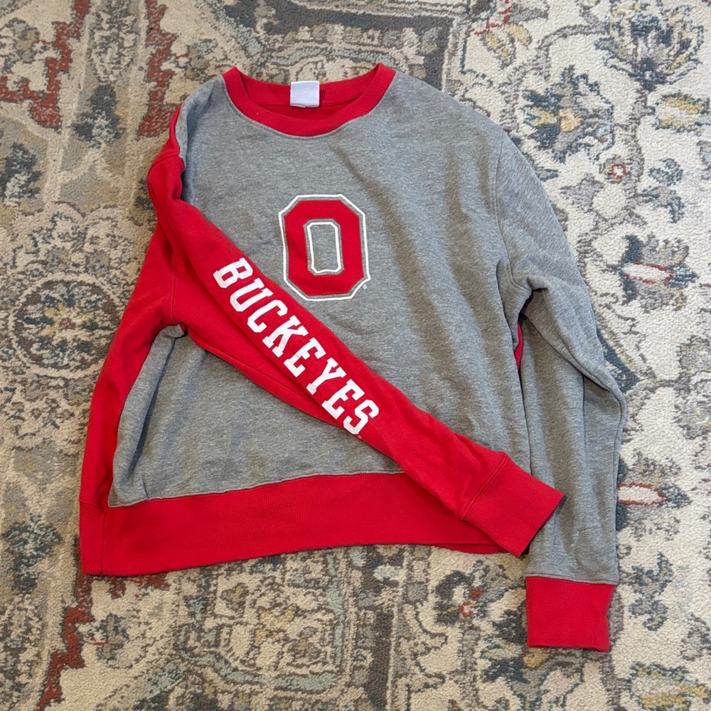 Champion Gray and Red Crew Neck Sweater